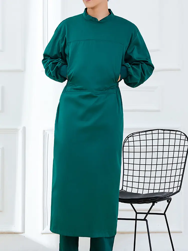 Surgical Gown Pure Cotton Dark Green Long Sleeve