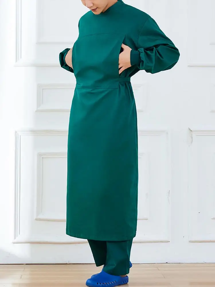 Surgical Gown Pure Cotton Dark Green Long Sleeve