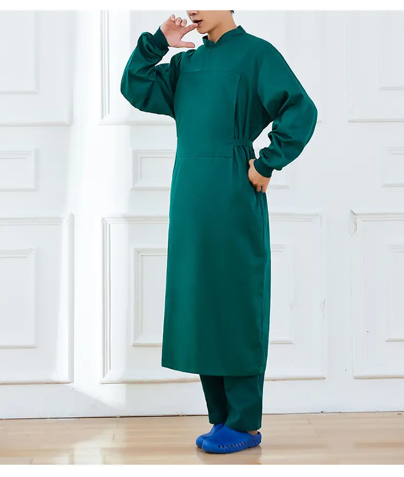 Surgical Gown Pure Cotton Dark Green Long Sleeve — feature 10