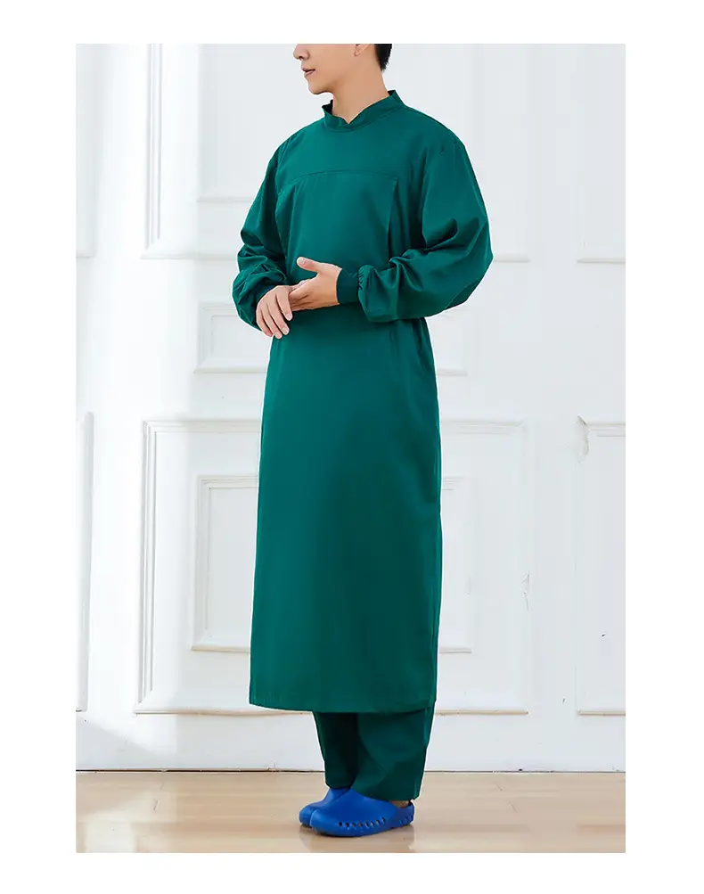 Surgical Gown Pure Cotton Dark Green Long Sleeve — feature 12