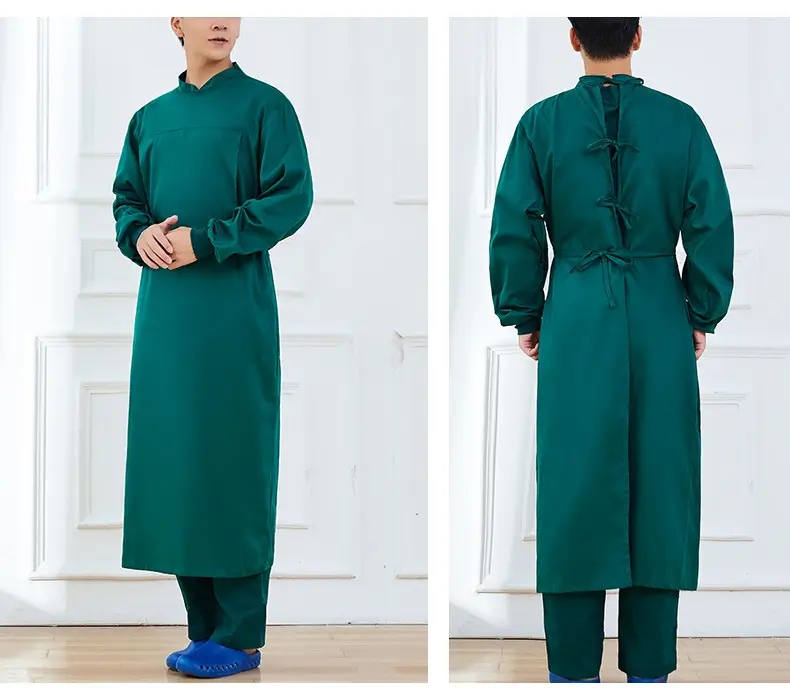 Surgical Gown Pure Cotton Dark Green Long Sleeve — feature 9
