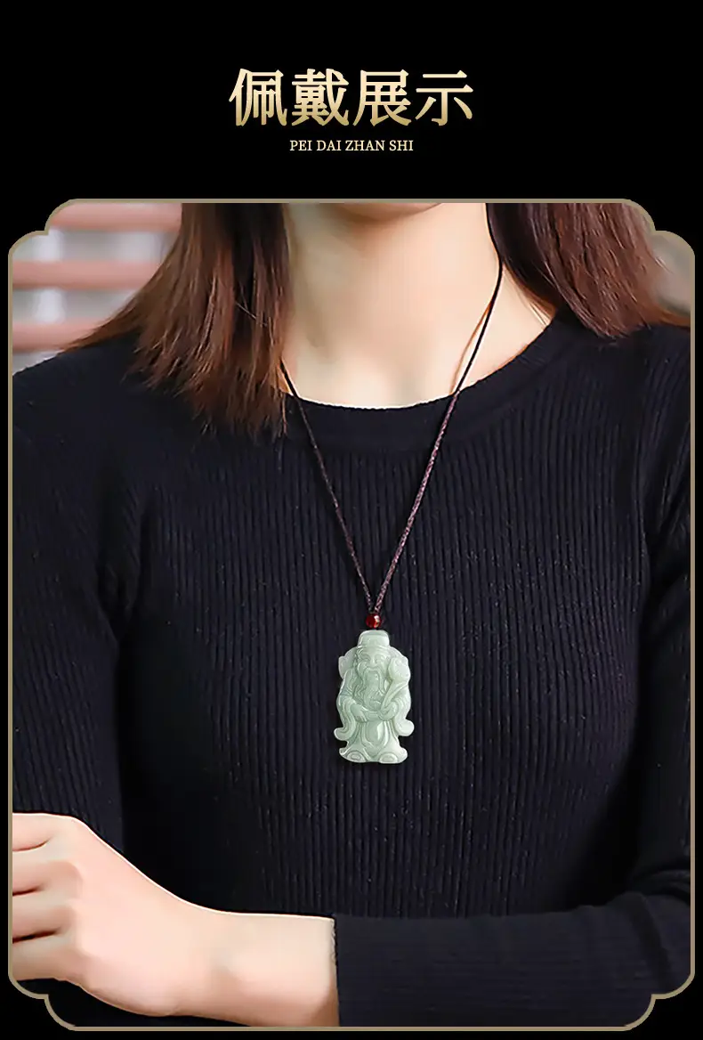 Natural Burma Jade Yingfu Pendant for Men Women — feature 7
