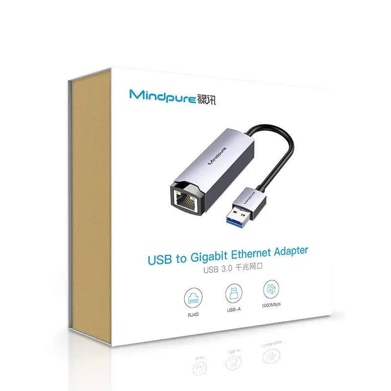 USB3.0 Gigabit to RJ45 Ethernet Drive-Free Plug & Play