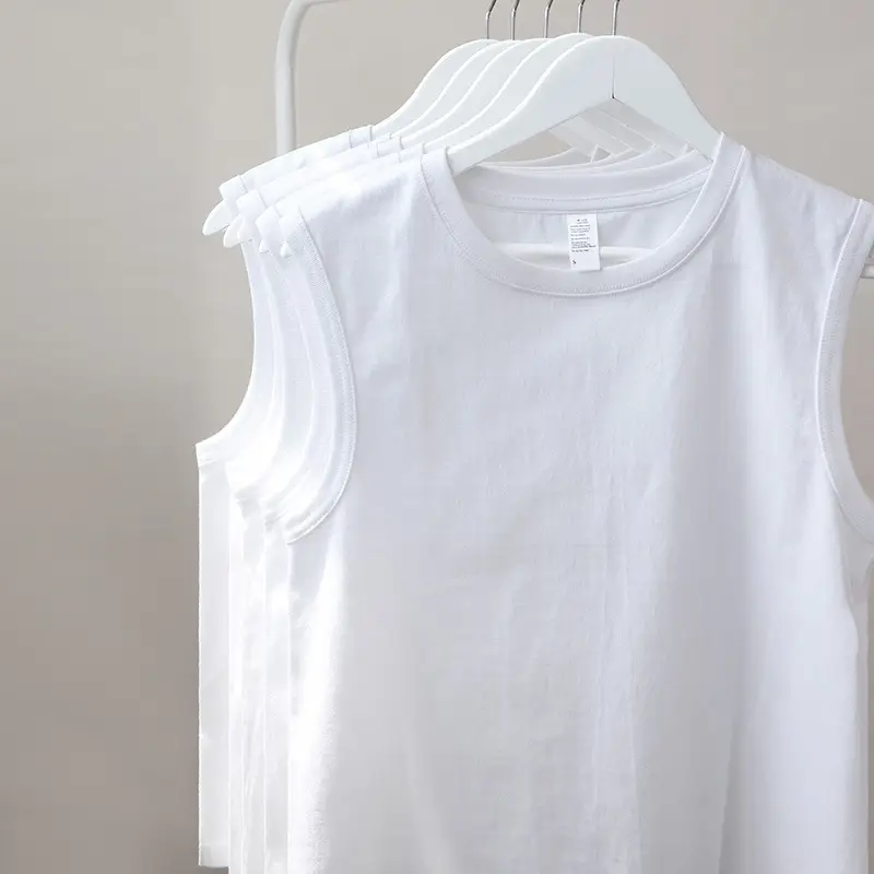 Men Black Sleeveless Cotton Vest 230g