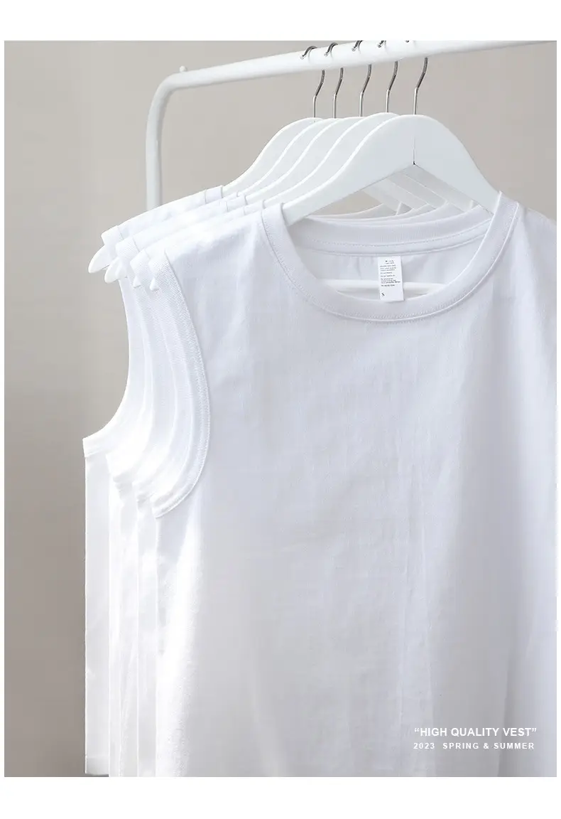 Men Black Sleeveless Cotton Vest 230g — feature 2