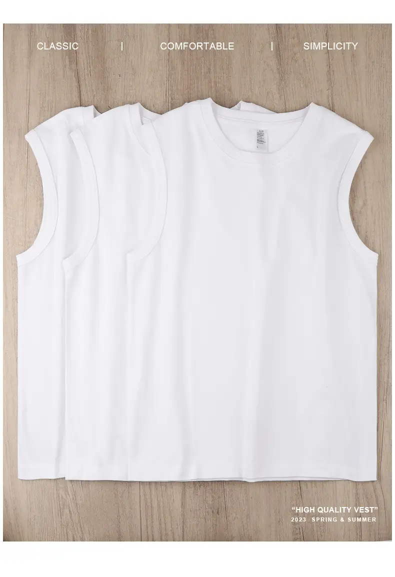 Men Black Sleeveless Cotton Vest 230g — feature 9