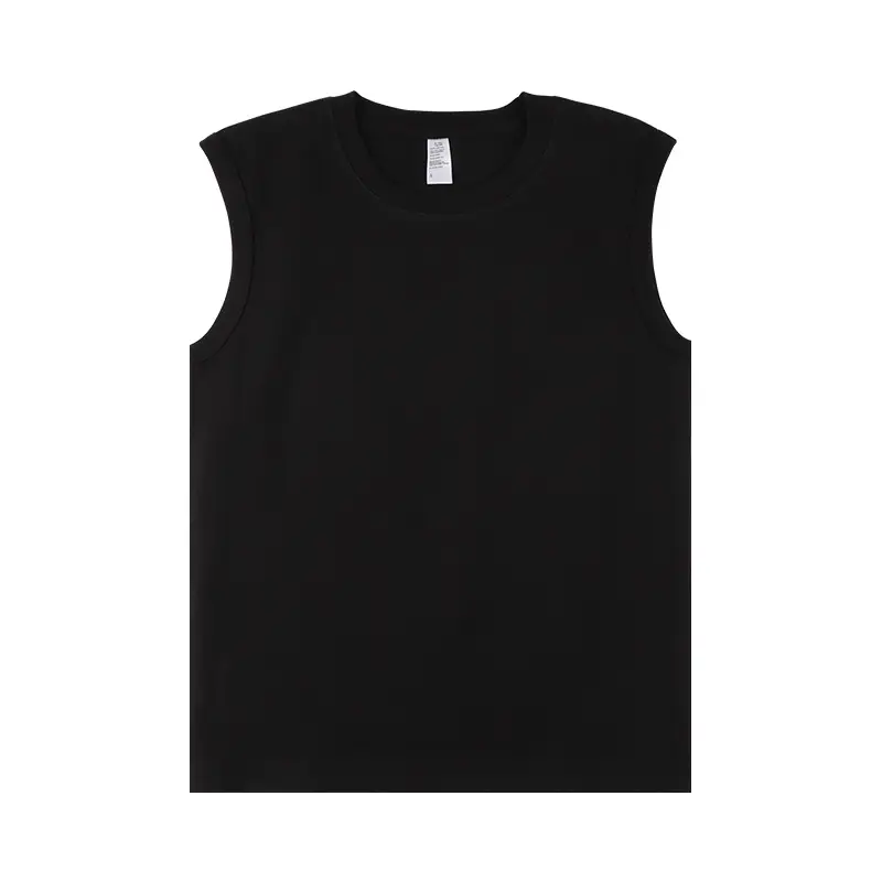 Men Black Sleeveless Cotton Vest 230g