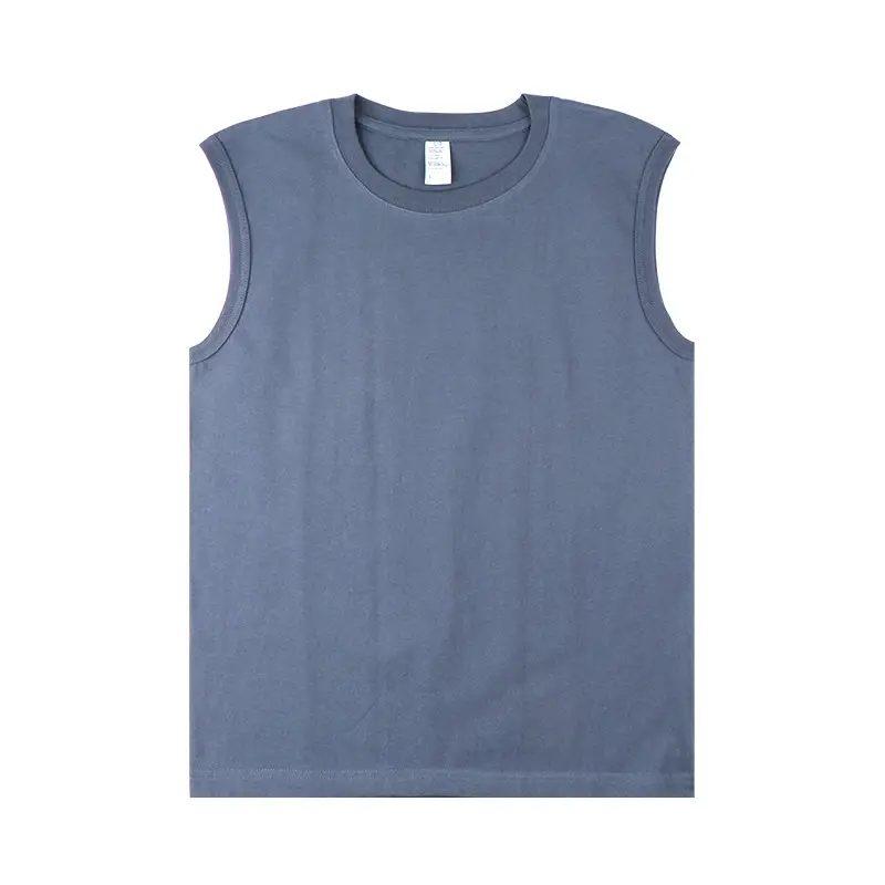 Men Black Sleeveless Cotton Vest 230g