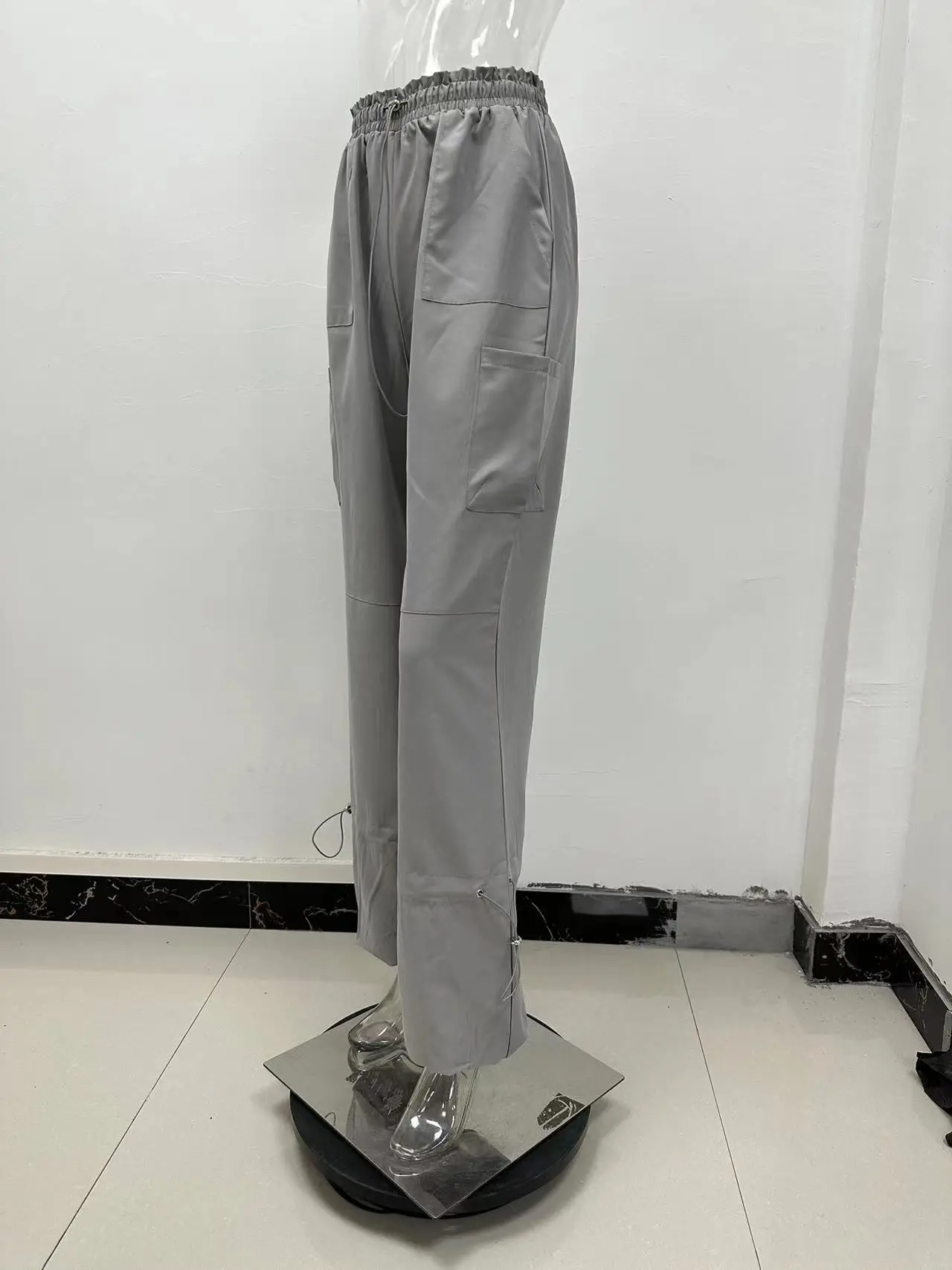 2025 Loose Strappy Multi-Pocket Casual Pants Maroon — feature 35