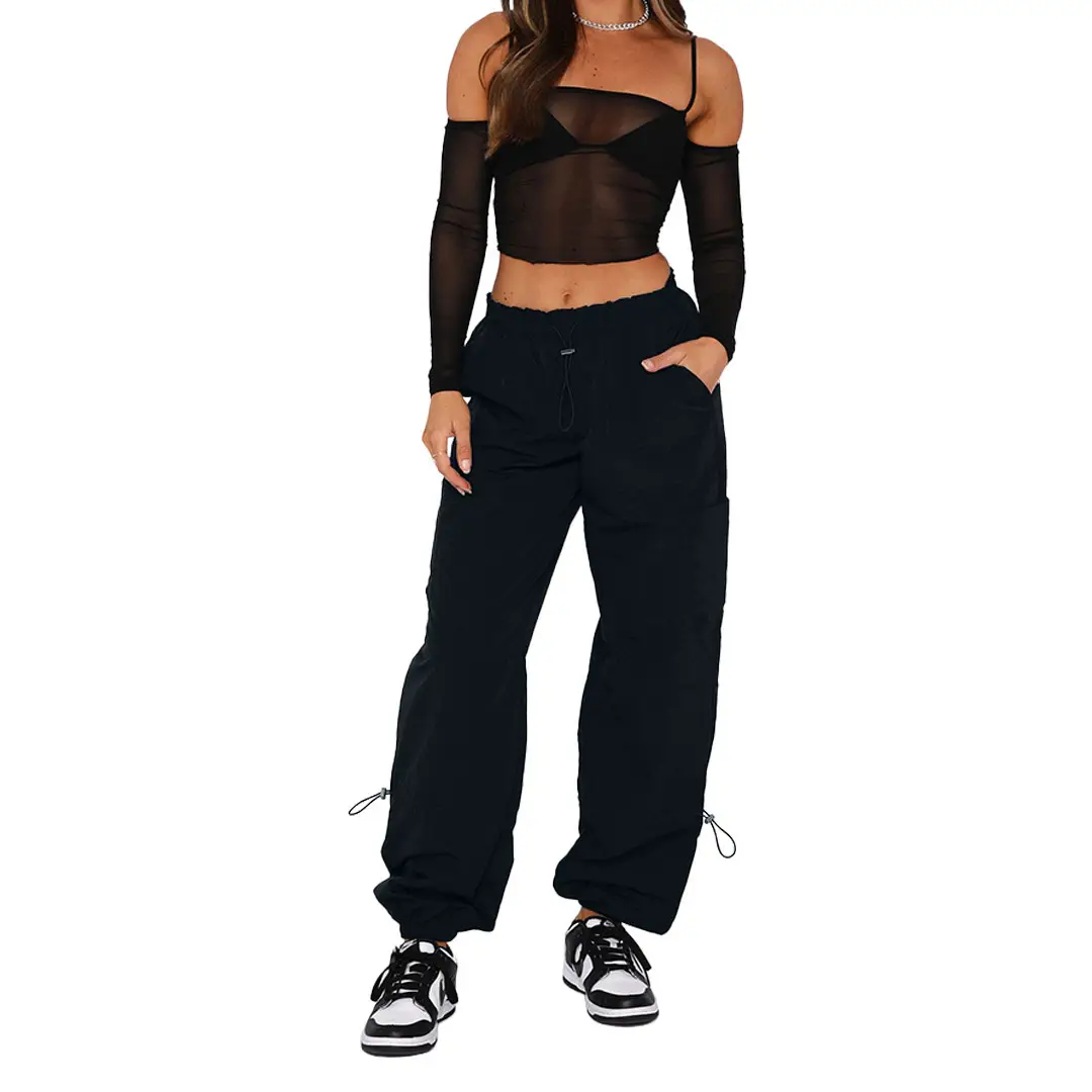 2025 Loose Strappy Multi-Pocket Casual Pants Maroon — feature 42