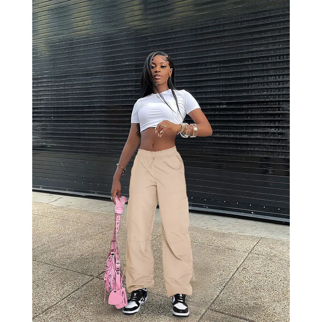 2025 Loose Strappy Multi-Pocket Casual Pants Maroon — feature 51