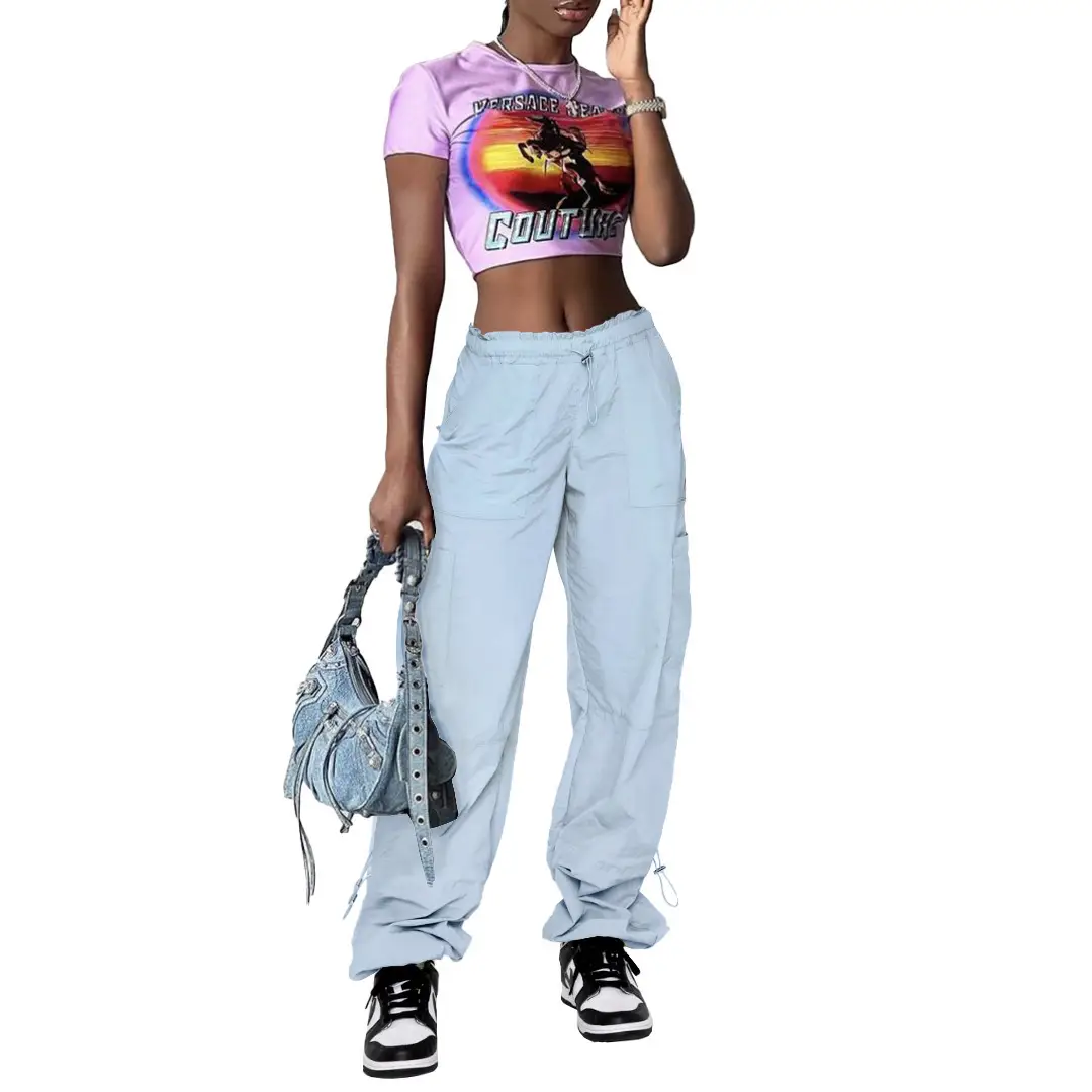 2025 Loose Strappy Multi-Pocket Casual Pants Maroon — feature 59
