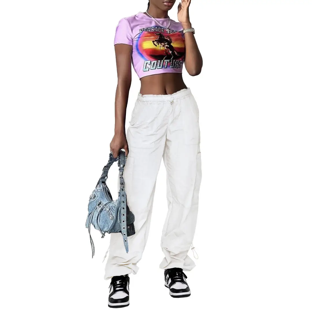 2025 Loose Strappy Multi-Pocket Casual Pants Maroon — feature 62