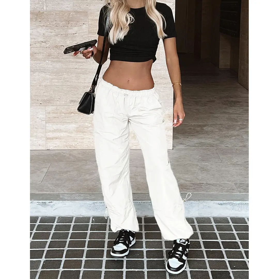 2025 Loose Strappy Multi-Pocket Casual Pants Maroon — feature 64