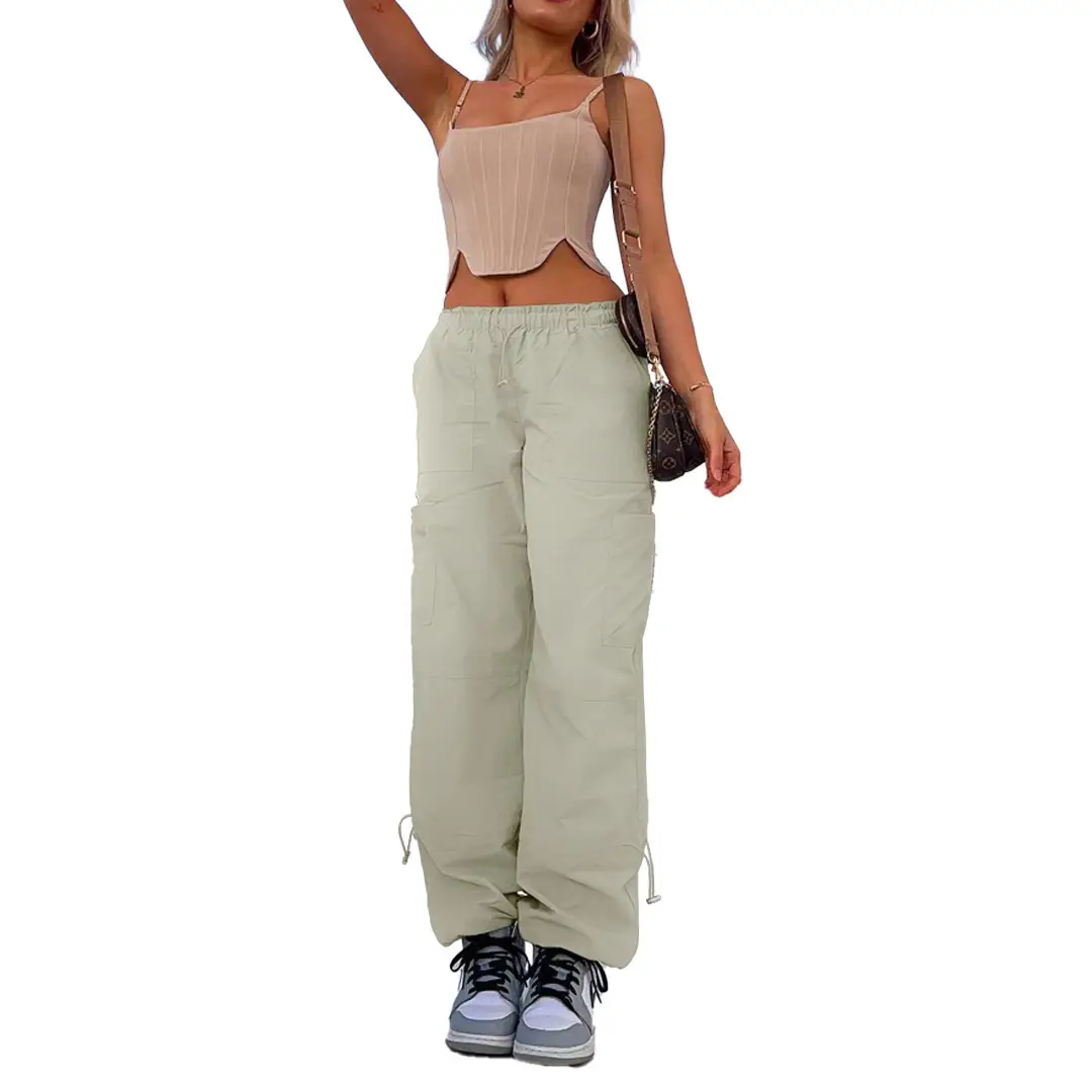 2025 Loose Strappy Multi-Pocket Casual Pants Maroon - Image 5