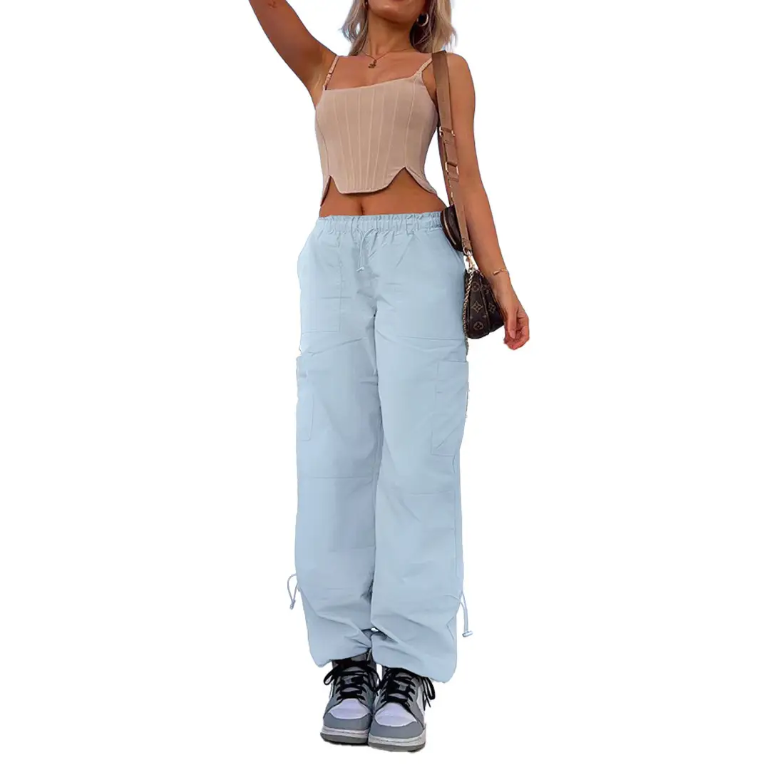 2025 Loose Strappy Multi-Pocket Casual Pants Maroon - Image 6