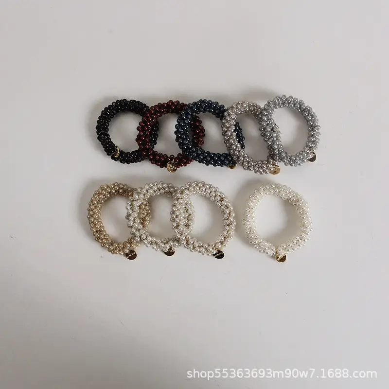 Black Pearl Hair Ring with Gold Clasp - Image 12