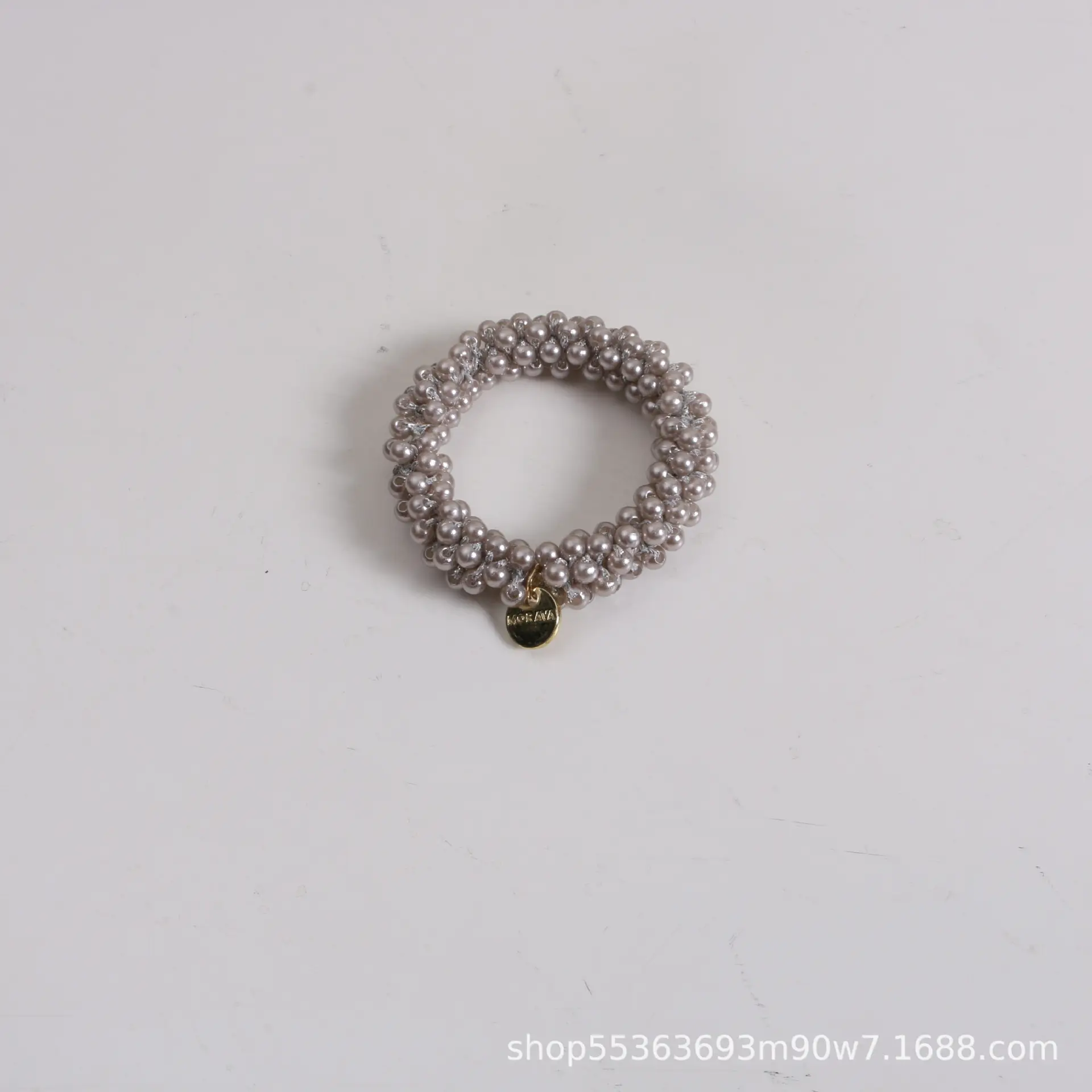 Black Pearl Hair Ring with Gold Clasp - Image 2