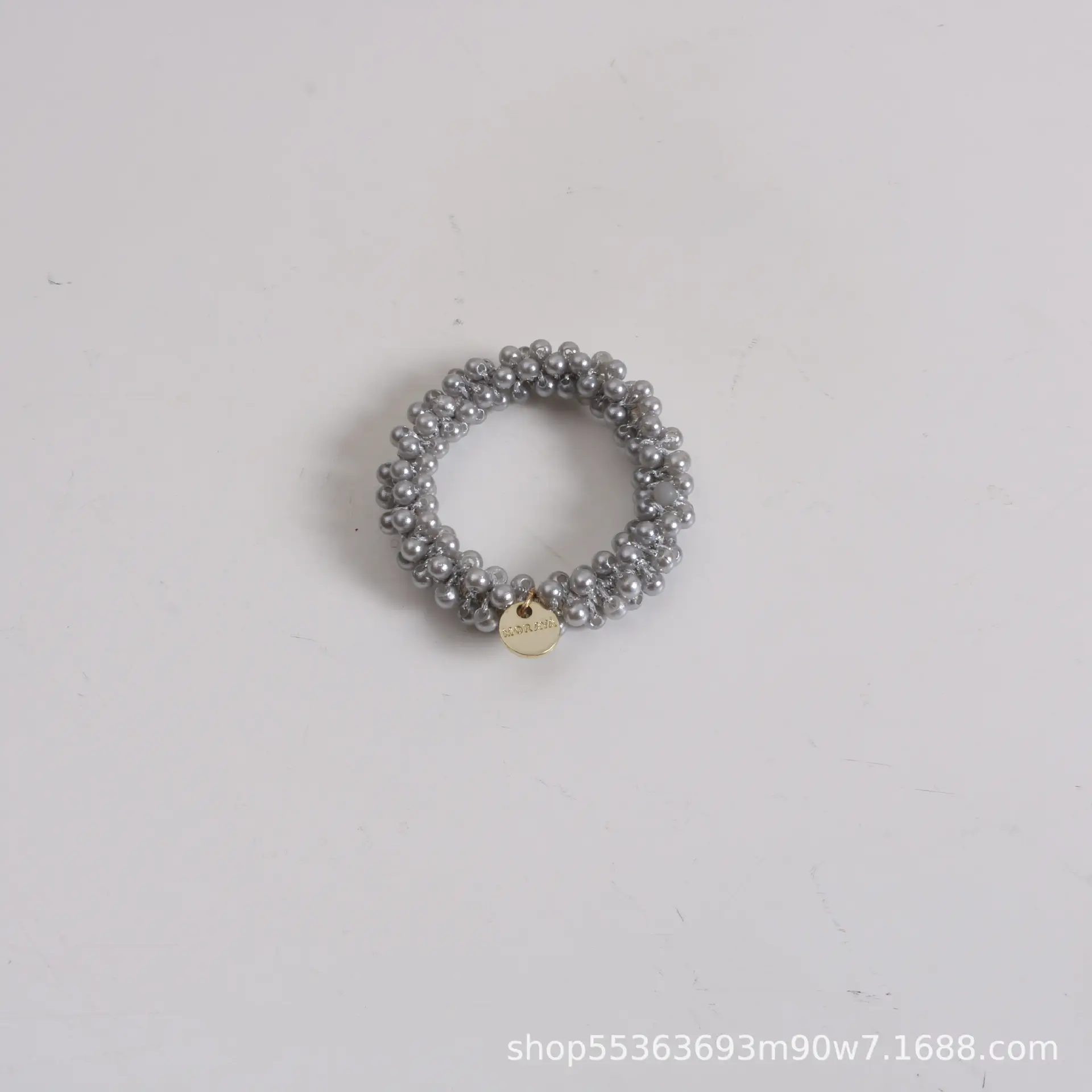 Black Pearl Hair Ring with Gold Clasp - Image 3