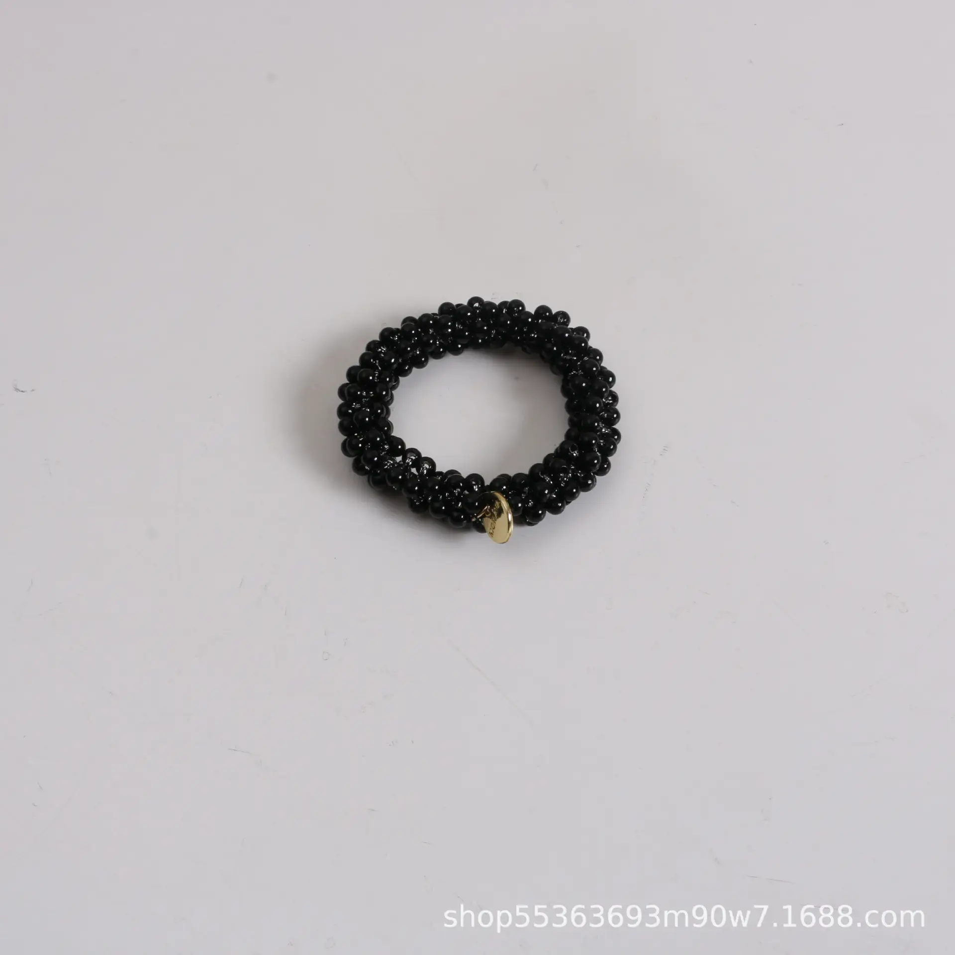 Black Pearl Hair Ring with Gold Clasp - Image 4