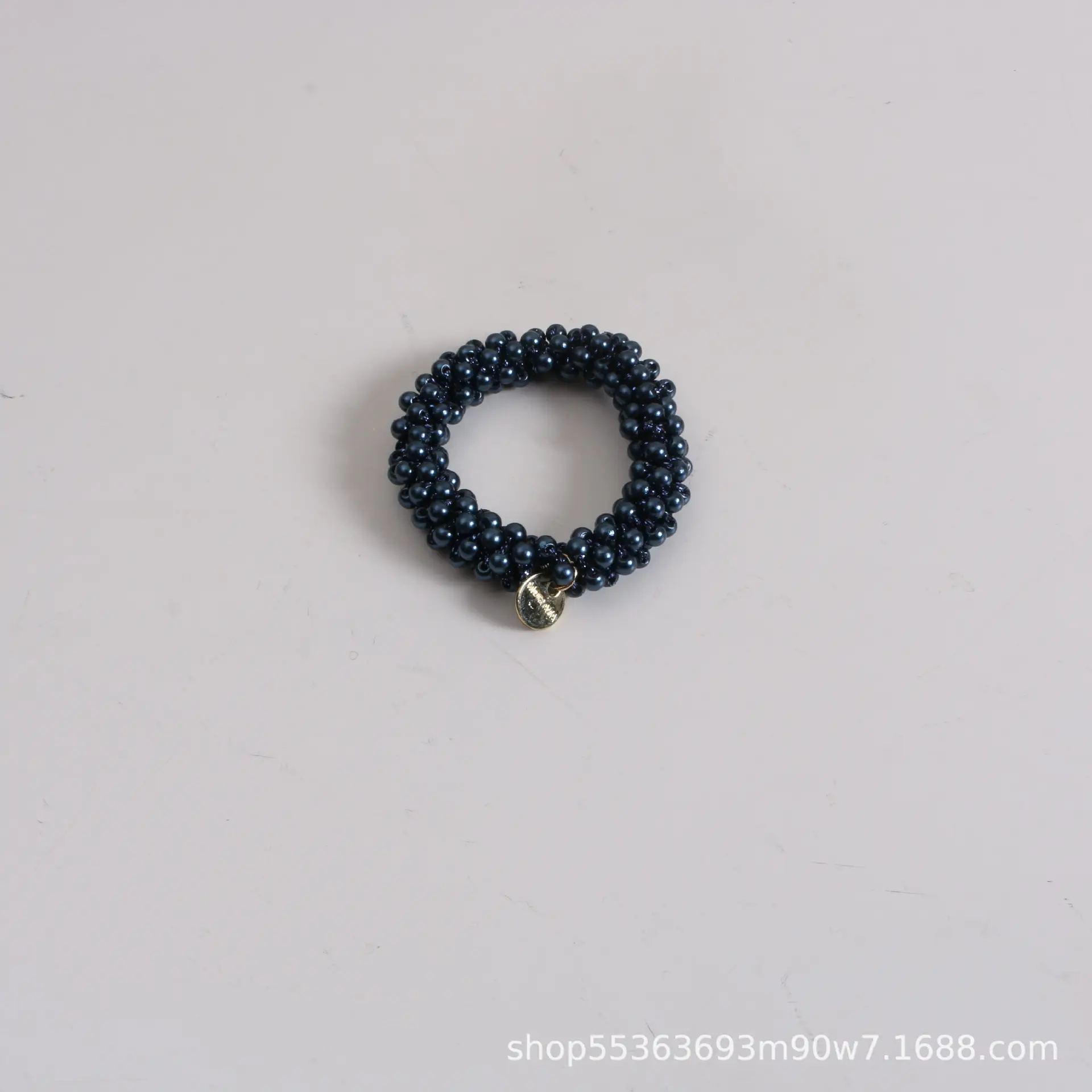 Black Pearl Hair Ring with Gold Clasp - Image 5