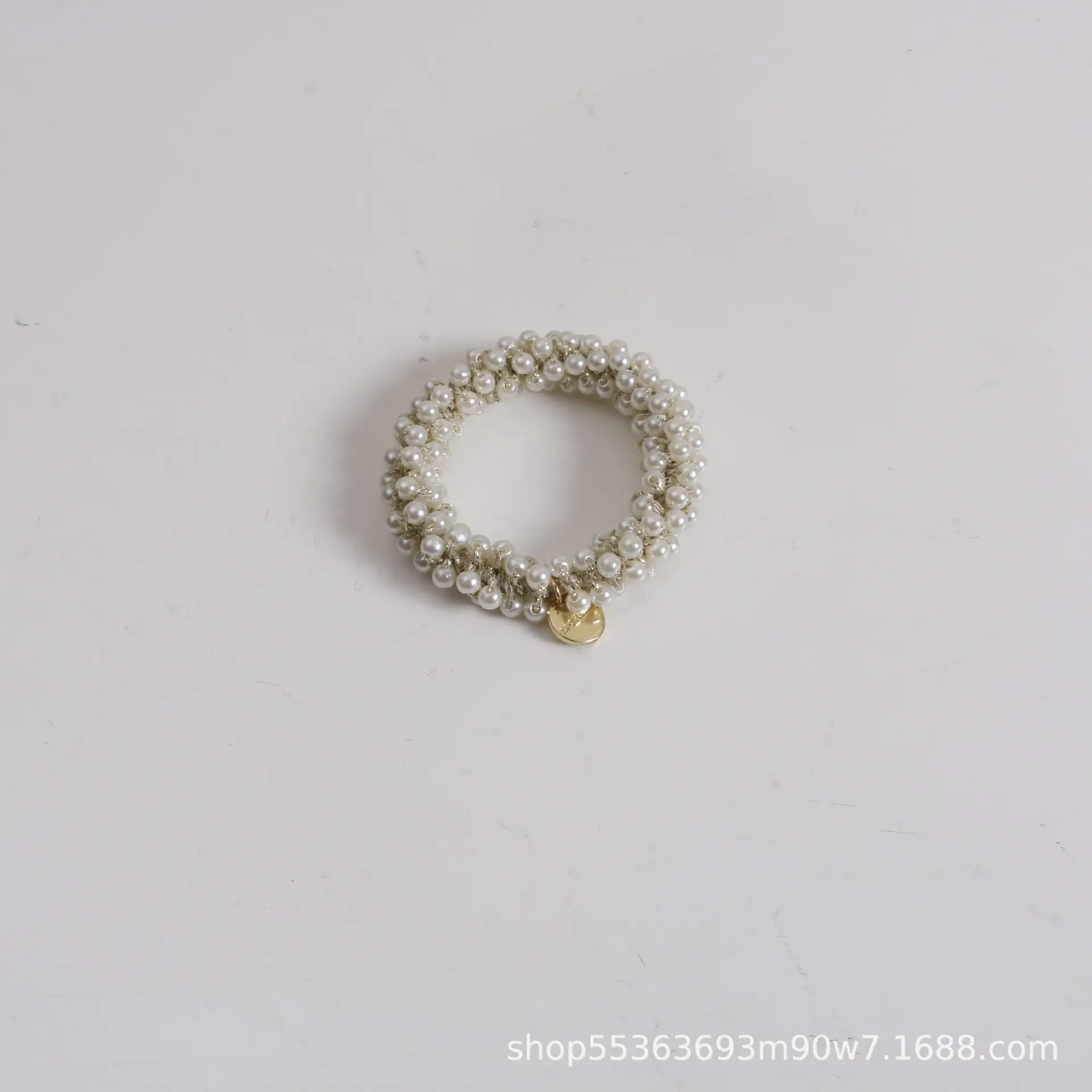 Black Pearl Hair Ring with Gold Clasp - Image 6