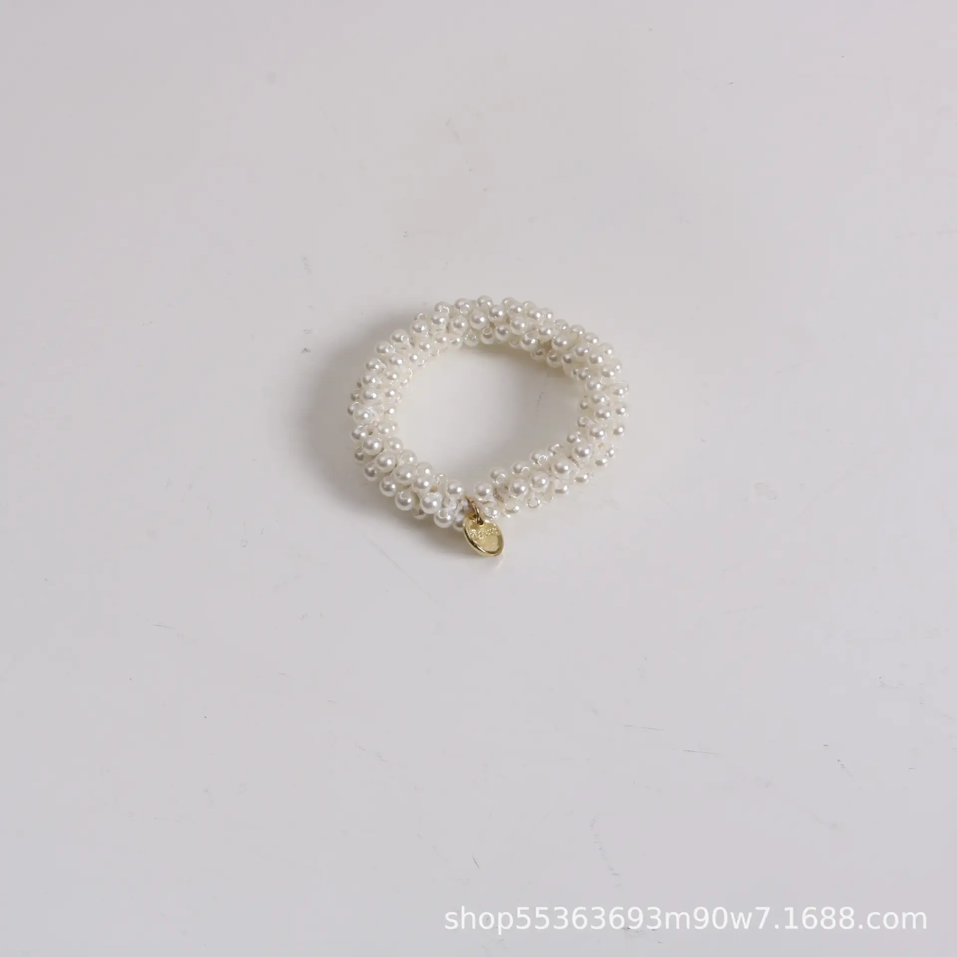 Black Pearl Hair Ring with Gold Clasp - Image 8