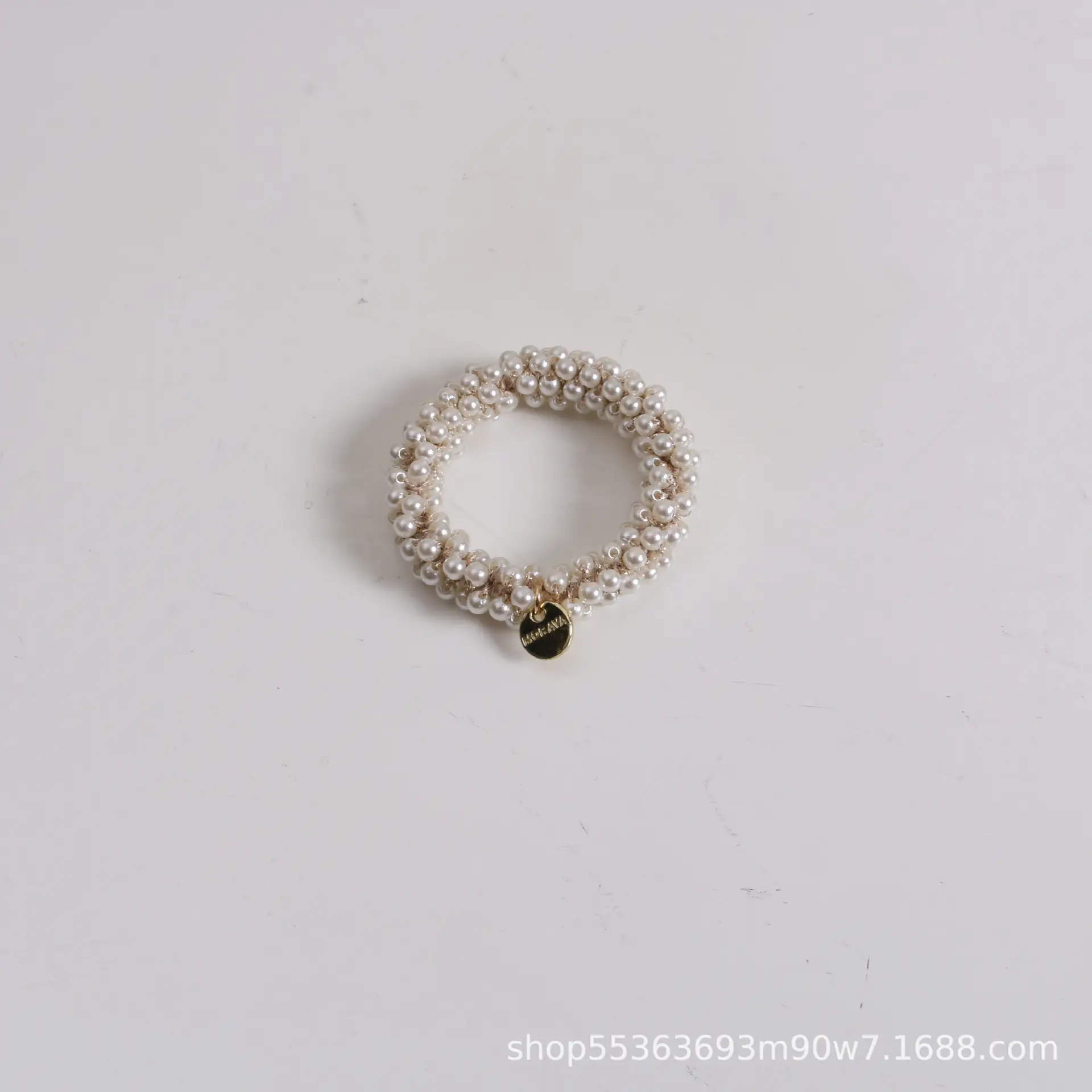 Black Pearl Hair Ring with Gold Clasp - Image 9