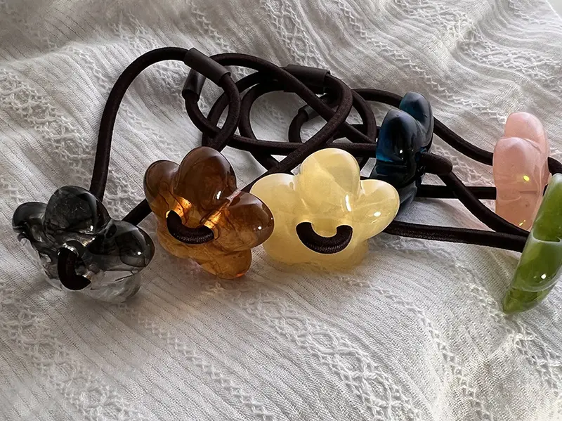 Flower Hair Rings with Ink Wash Texture — feature 3