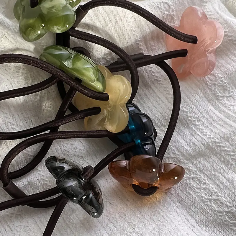 Flower Hair Rings with Ink Wash Texture — feature 8