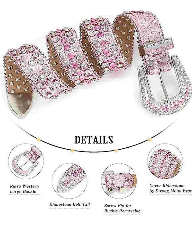 Rhinestone Bling Belt Hot Girl Punk Diamond Belt Pin Buckle Retro Metal β feature 14