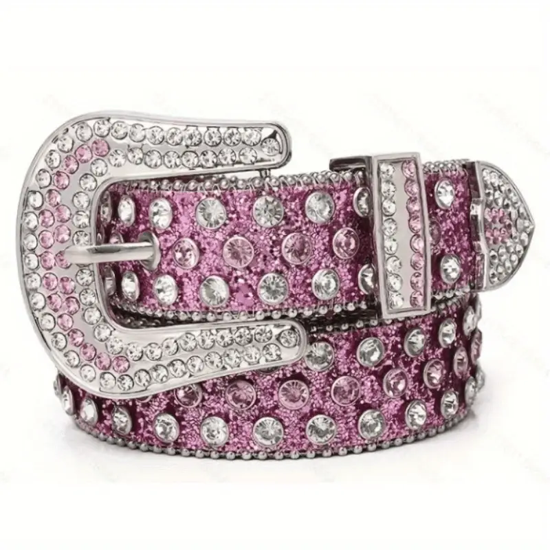 Rhinestone Bling Belt Hot Girl Punk Diamond Belt Pin Buckle Retro Metal - Image 2