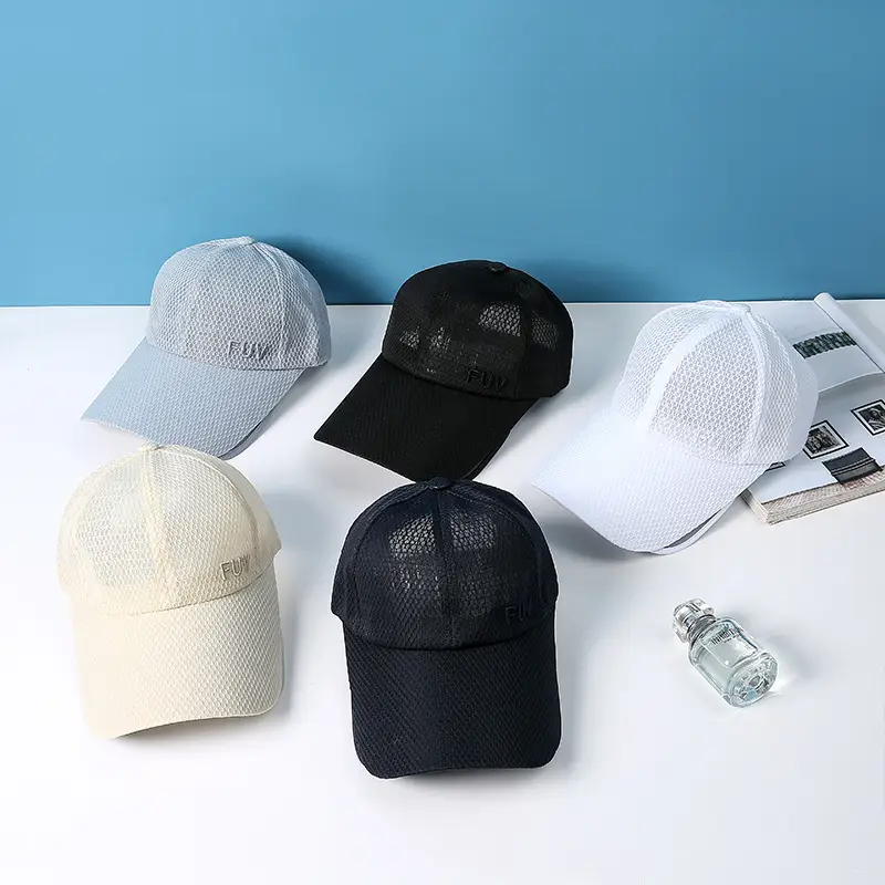 Women's FUV Mesh Cap Beige with Embroidered Logo - Image 4