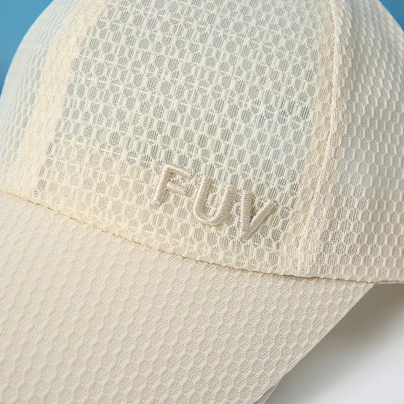 Women's FUV Mesh Cap Beige with Embroidered Logo - Image 5