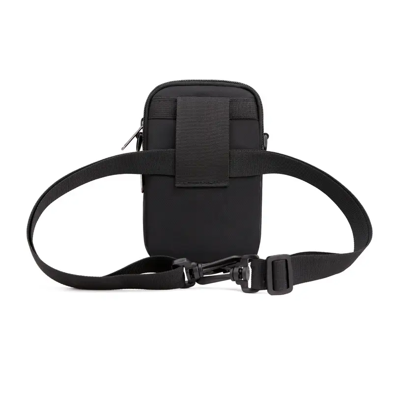 Men's One-Shoulder Crossbody Bag Black Travel Mobile Change Key Card - Image 7