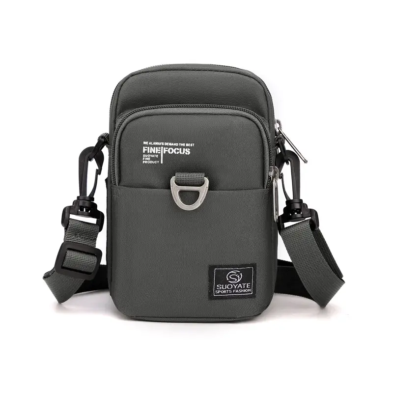 Men's One-Shoulder Crossbody Bag Black Travel Mobile Change Key Card - Image 4