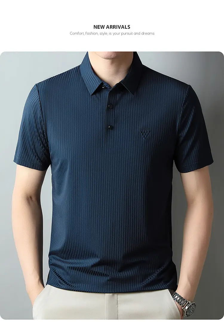 Men Purple Striped Polo Shirt Short Sleeve — feature 15
