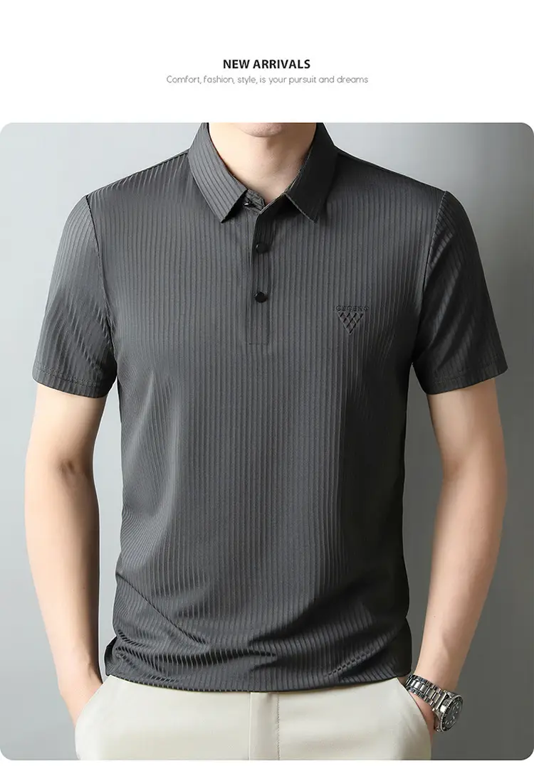 Men Purple Striped Polo Shirt Short Sleeve — feature 24