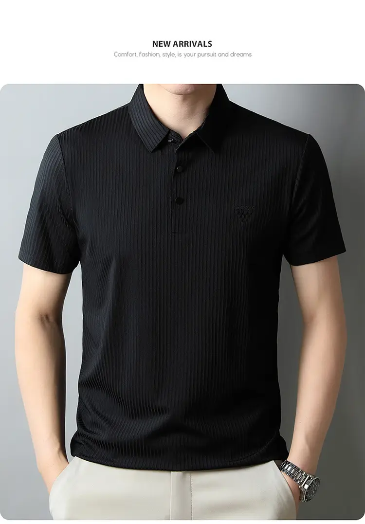 Men Purple Striped Polo Shirt Short Sleeve — feature 27