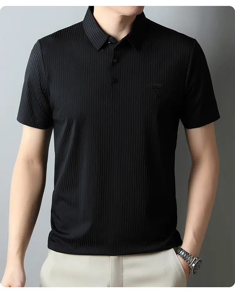Men Purple Striped Polo Shirt Short Sleeve — feature 28