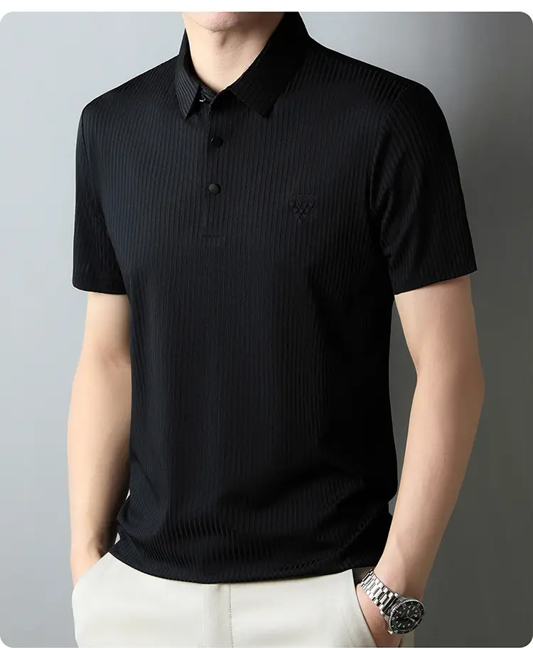 Men Purple Striped Polo Shirt Short Sleeve — feature 29