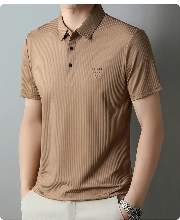Men Purple Striped Polo Shirt Short Sleeve — feature 3