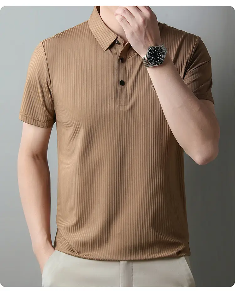 Men Purple Striped Polo Shirt Short Sleeve — feature 5