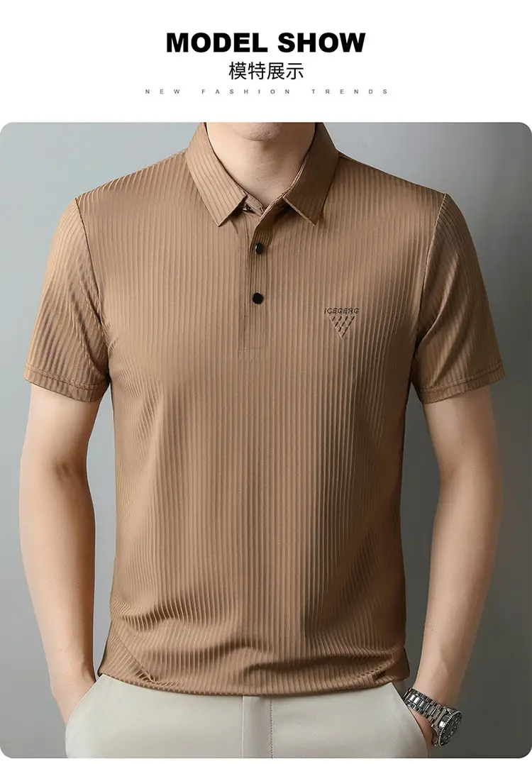 Men Purple Striped Polo Shirt Short Sleeve — feature 6