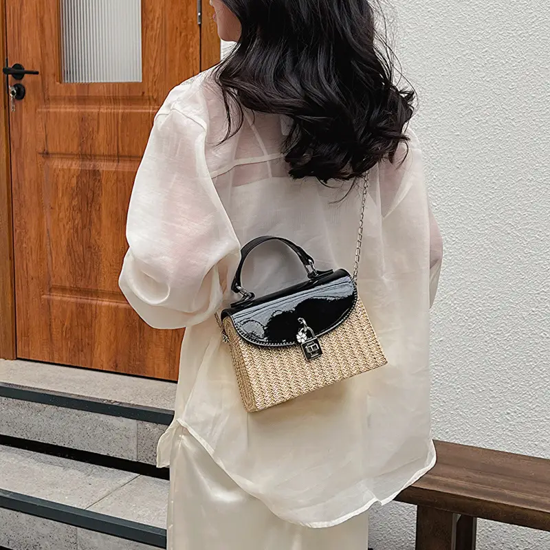 Women's 2023 Summer Casual Crossbody Bag Black Gold - Image 5