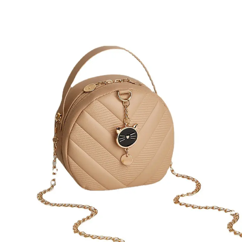 Women's V-Shape Embossed Bag with Cat Pendant