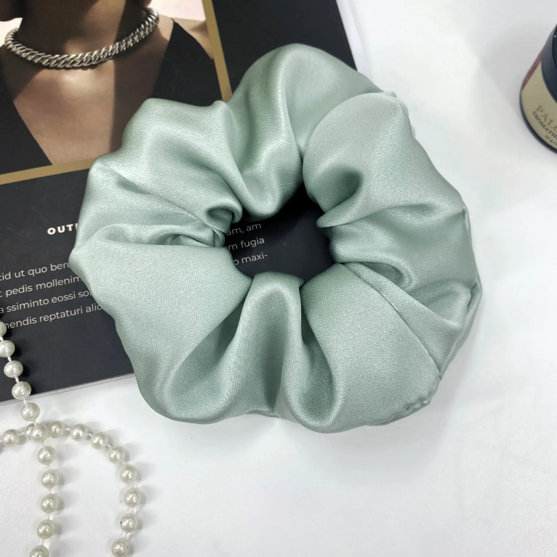 Pink Silk Hair Scrunchie 30mm High-Quality - Image 22