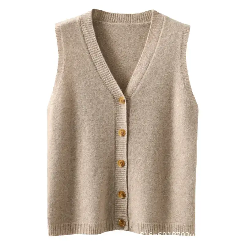 Women Knitted Orange Vest Cardigan Plus Size - Image 8