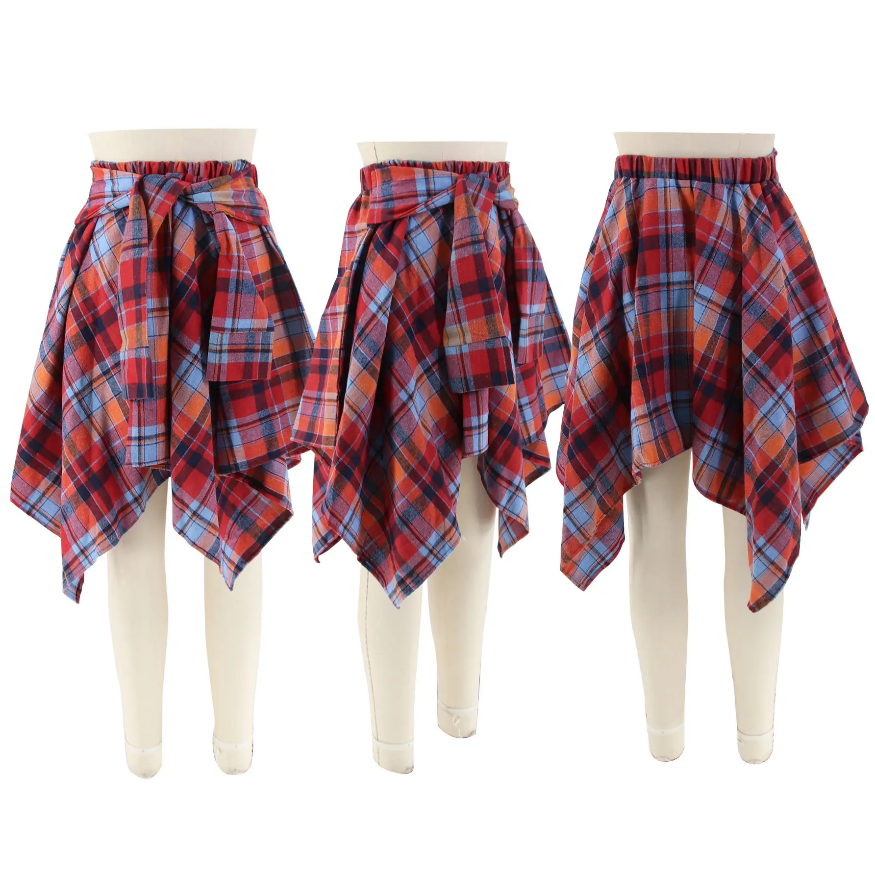 Women Crossbody Plaid Skirt & Gold Boots Set — feature 17