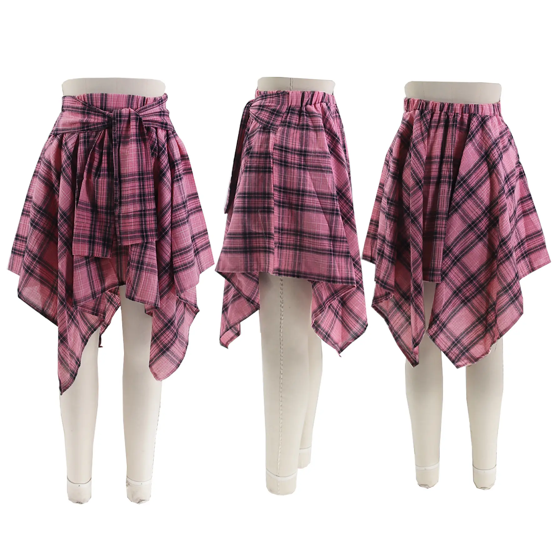 Women Crossbody Plaid Skirt & Gold Boots Set — feature 21